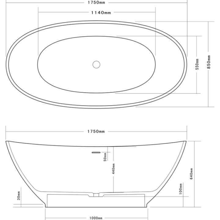 Luxusní vana z umělého kamene VSB12-G 175x85x64