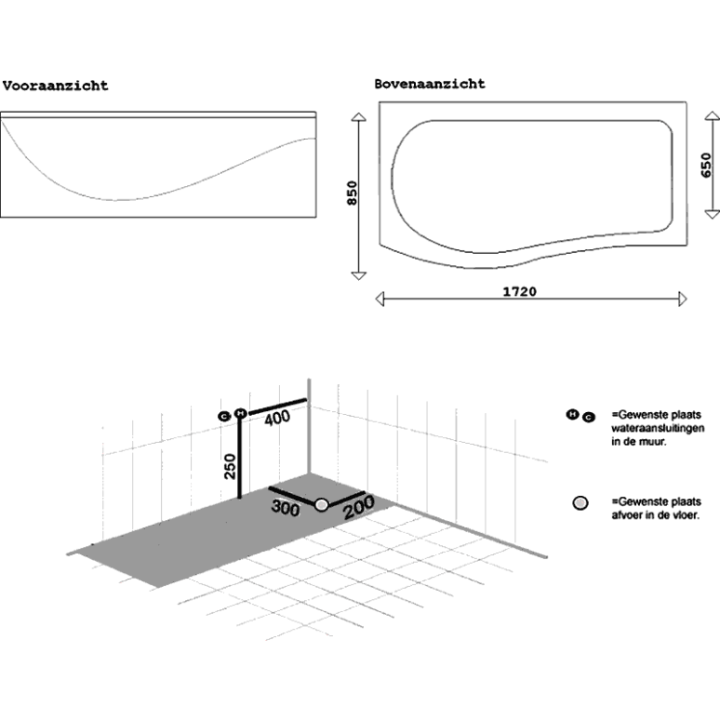 Kompletní koupelnová vana SSWW W003-171AL 170x82