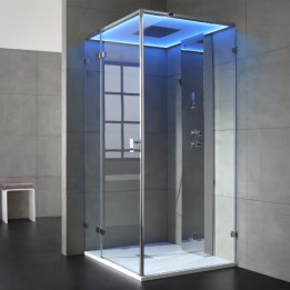 Parní box EAGO DZ108F15 bílá lesklá verze 90x90cm / pravá bez vaničky