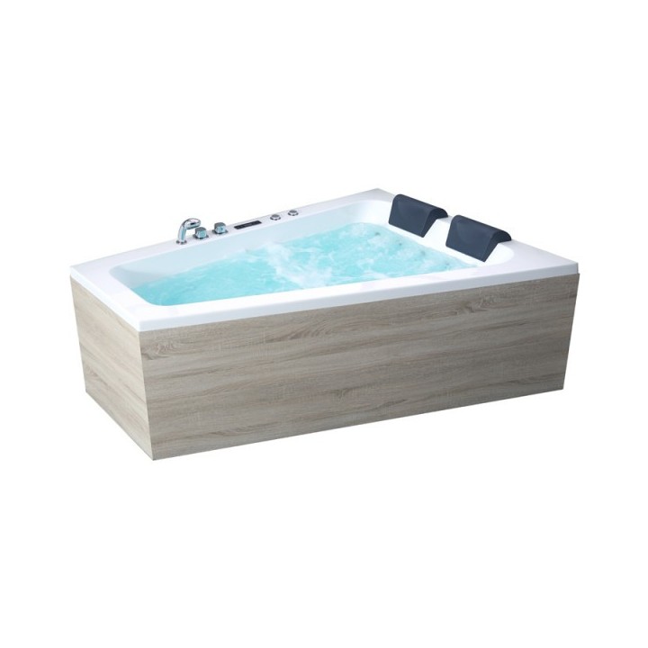 Hydromasážní vana AWT GE105E 180x130 pravá s dřevěným panelem
