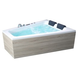 Hydromasážní vana AWT GE105E 180x130 pravá s dřevěným panelem