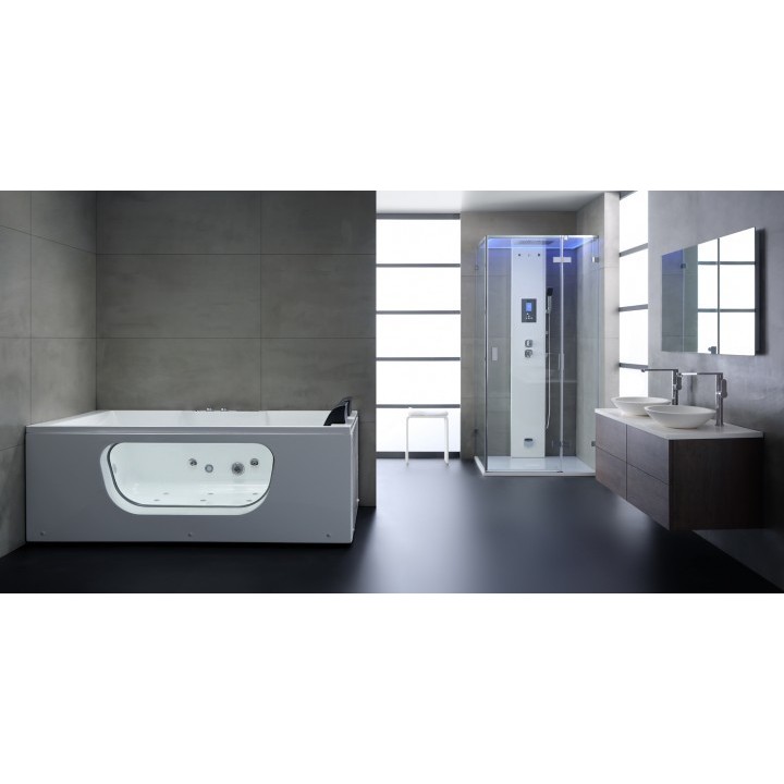Hydromasážní vana AWT GE123ETSL 188x125 (bluetooth, osvětlení trysek)