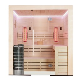Kombinovaná finská sauna s infrazářiči AWT E1205A IR topol 266x198 9kW Cilindro