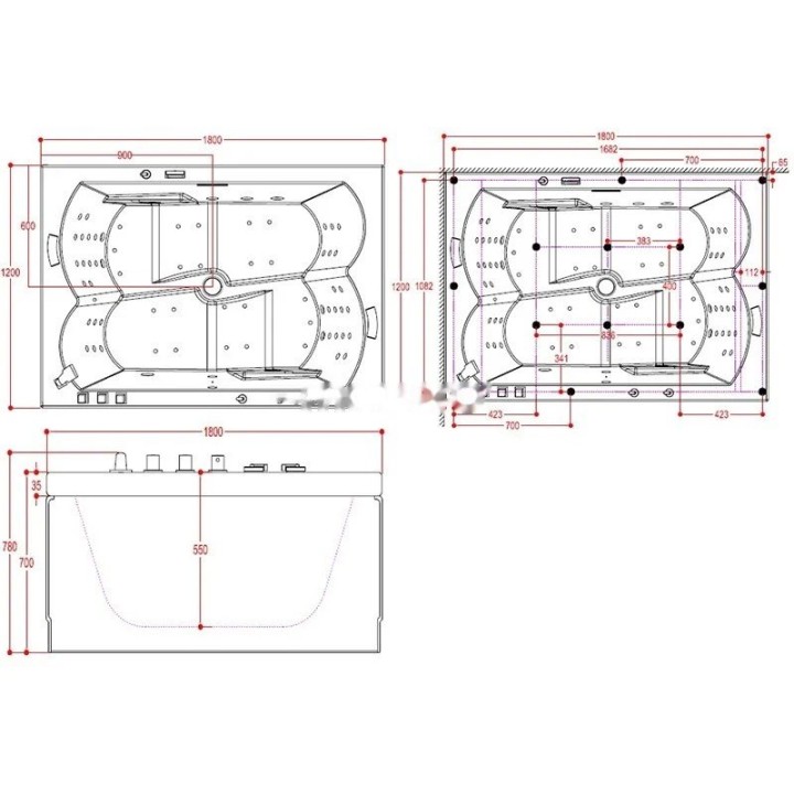Vířivá vana Atlantic Platinum | pro 2 osoby 180×120 cm vodní a vzduchová masáž s turbem