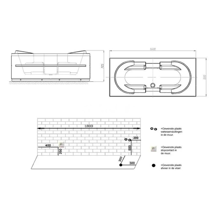 Vířivá vana Nordic Brass | pro 2 osoby 180×80 cm vodní masáž