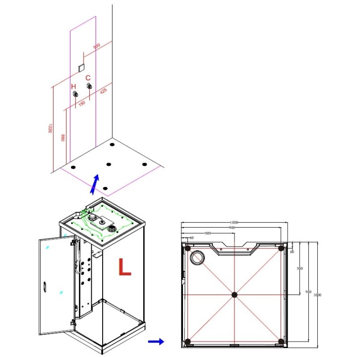 Parní sprchový box Mocoori SHA1010101 100x100x219 levá verze